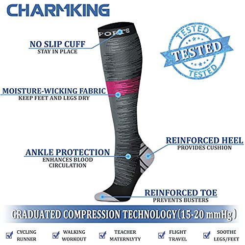 Image of Compression Socks (7 Pairs), 15-20 mmhg is BEST Graduated Athletic & Medical for Men & Women, Running, Flight, Travel, Nurses, Pregnant - Boost Performance, Blood Circulation