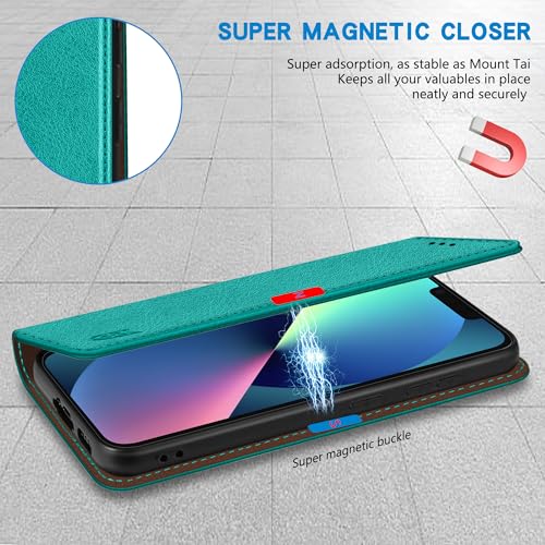 Image of ZZXX for iPhone 13 Mini Wallet Case Strong Magnetic 5.4 inch,Lake Blue
