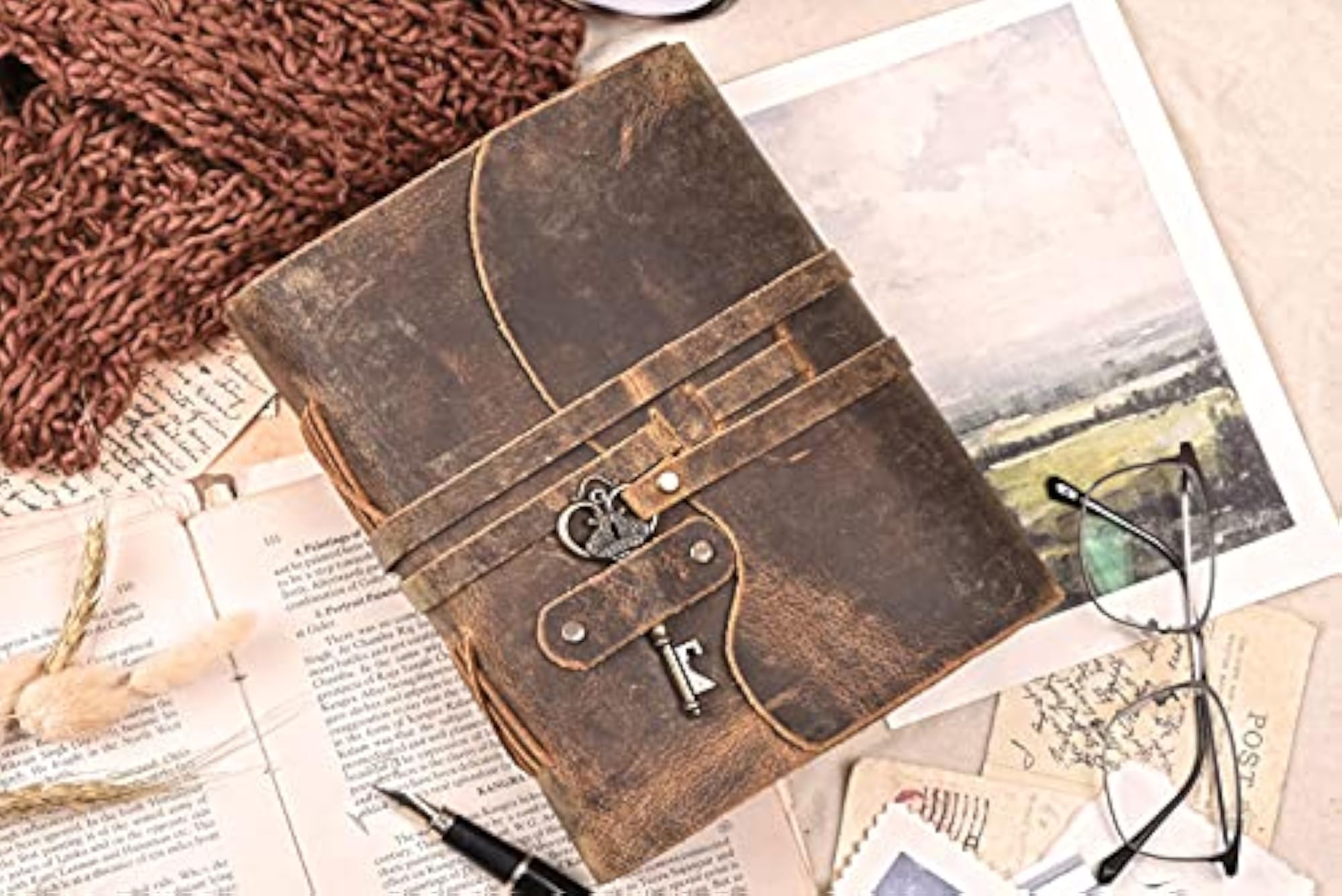 Pages Diary with Antique Key Closure, Vintage Design