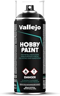 Vallejo - Hobby Paint Spray Basic Primer | Black 400 ml. (13.52 fl.oz.) | Perfect Matt and Self Levelling Finish