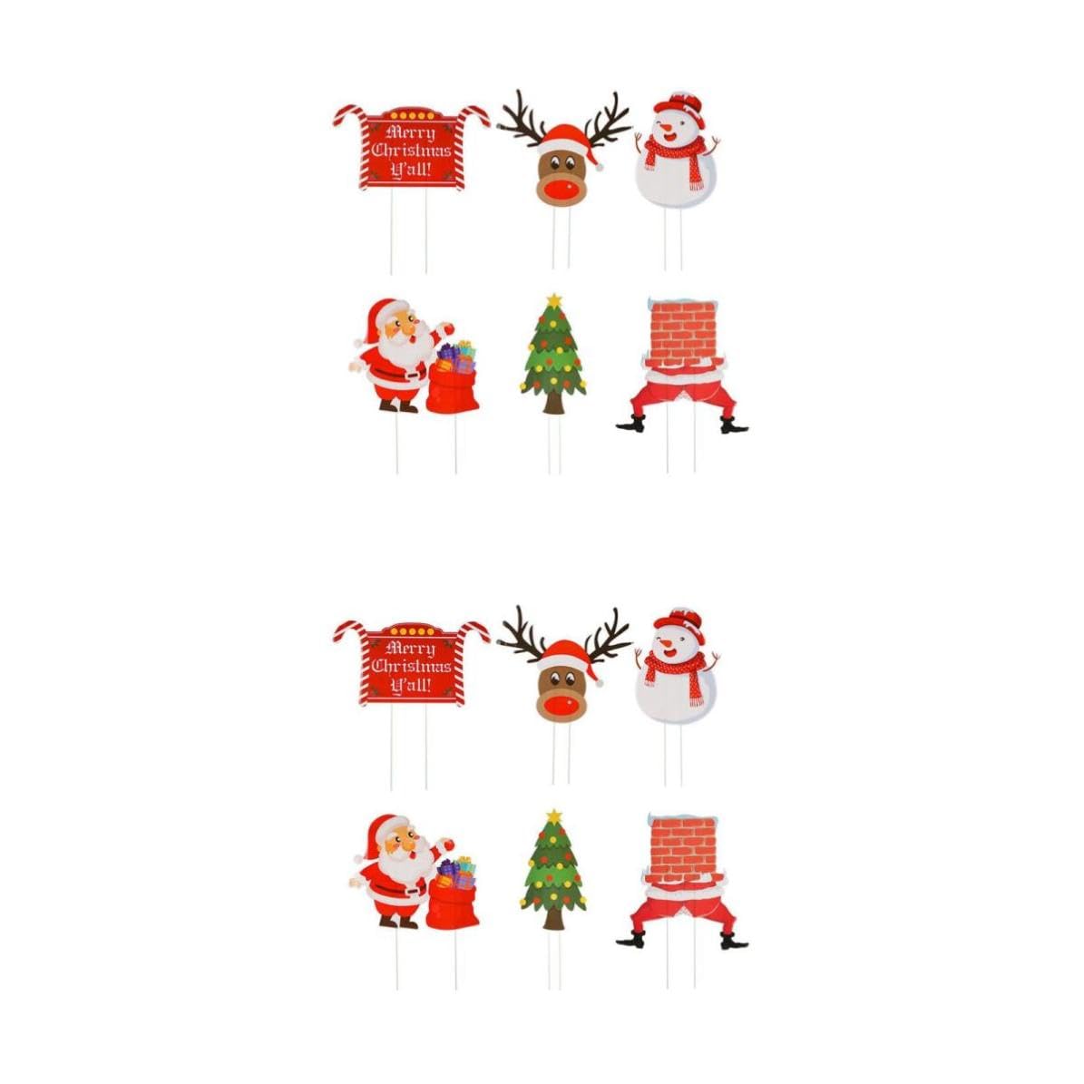 12 Pièces Panneau de Noël Inséré en Plastique pour Jardin, Décor
