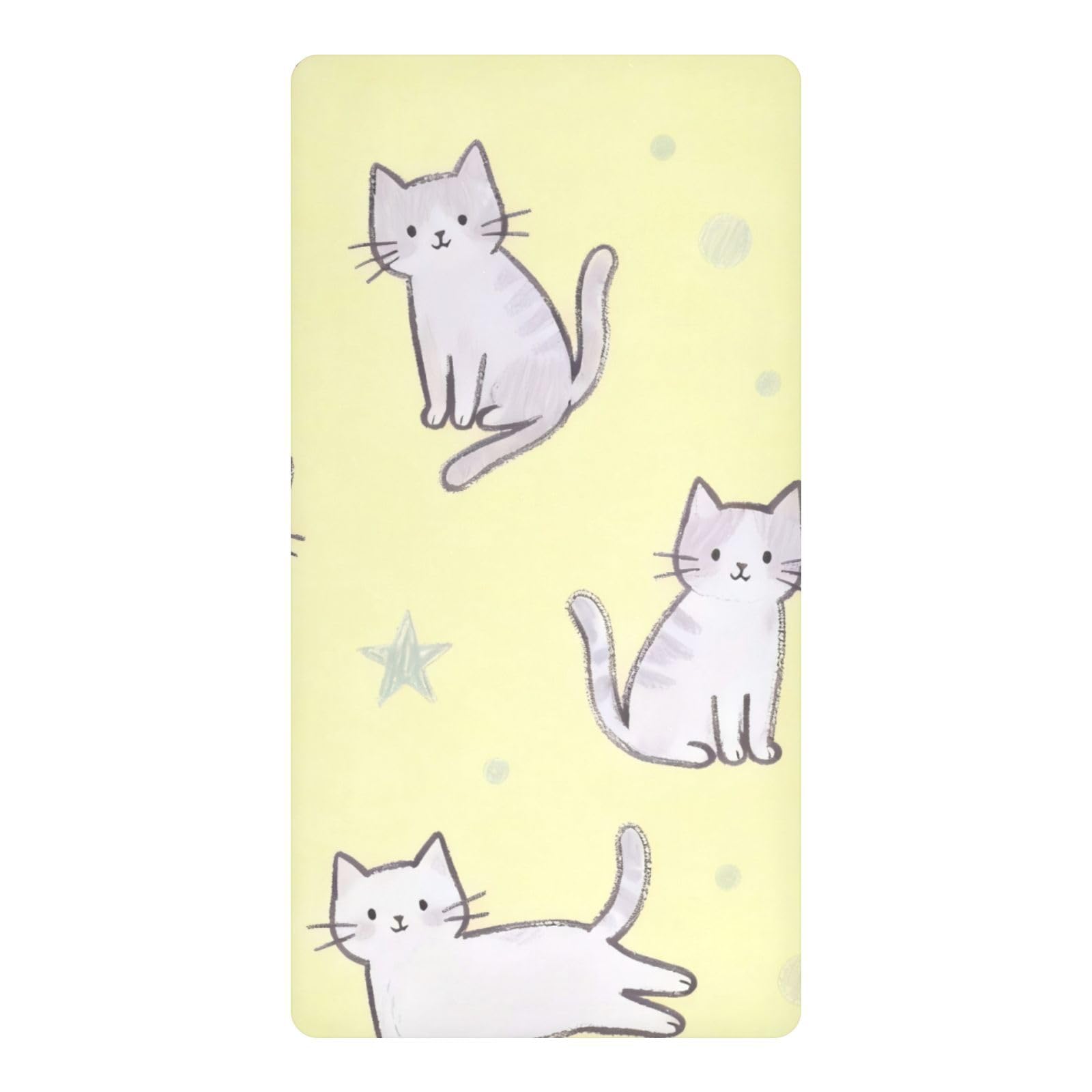 Draps de berceau imperméables jaune chat Essentials 132 x 71 cm pour garçon