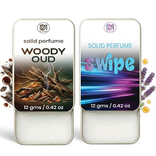 Image of Dr.Mashur Solid Perfume |Woody oud&Swipe Alcohol Free Wax Perfume Balm, Long Lasting | Pocket Tin 12g, Pack Of 2| Non Greasy Smooth Glide, Travel Friendly Men And Women