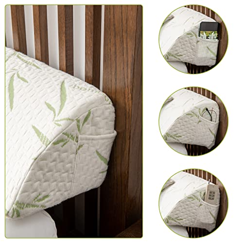Suchdeco Bed Gap Filler Headboard Pillow With Bamboo Pillowcase King Size (76"X8"X6") Bed Wedge Pillow For Headboard Mattress Wedge Pillow Long Curved Triangle Pillow For Gap 0-5.5" #TOP3