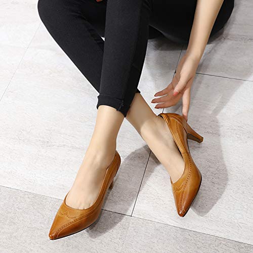 Mona flying Leather Mid Kitten Pumps Elegant Women Slip On Classic Comfortable Elegant Handmade Work Shoes - Image 3