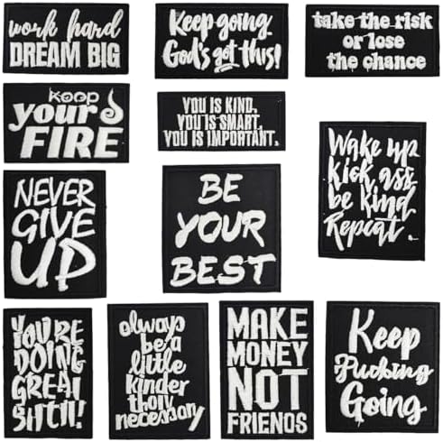 12Pcs Letter Motivational Phrases Embroidered Patch, Iron on or Sew on Patch Applique for Clothes, Dress, Hat, Jeans, DIY Accessories (style3), colour, D240518-lizhi image 5