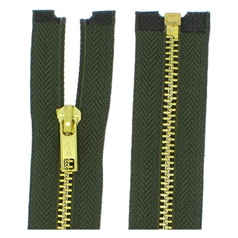 zipworld Reißverschluss Metall Gold Messing teilbar 5mm MG olivgrün Cover