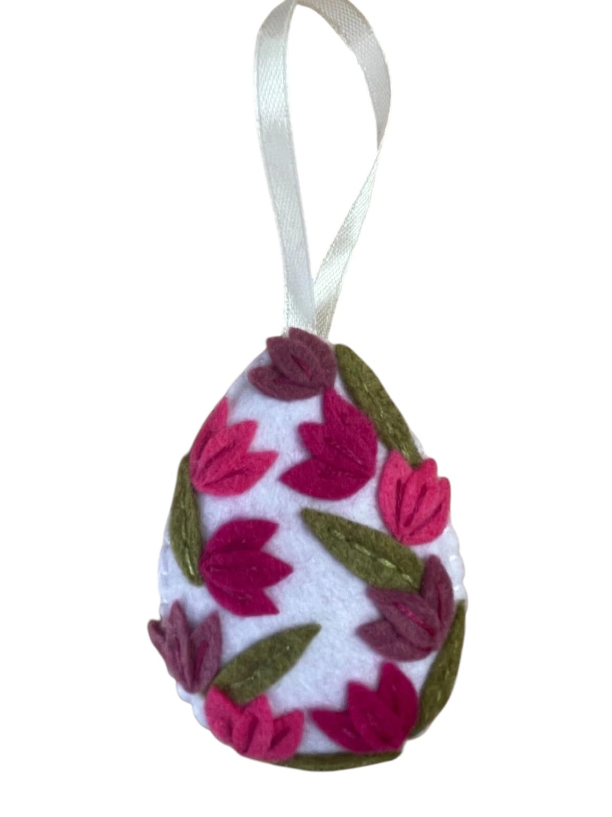 Handmade felt Easter decorations hanging ornaments bunny, chicken, egg (tulip egg) — image 1