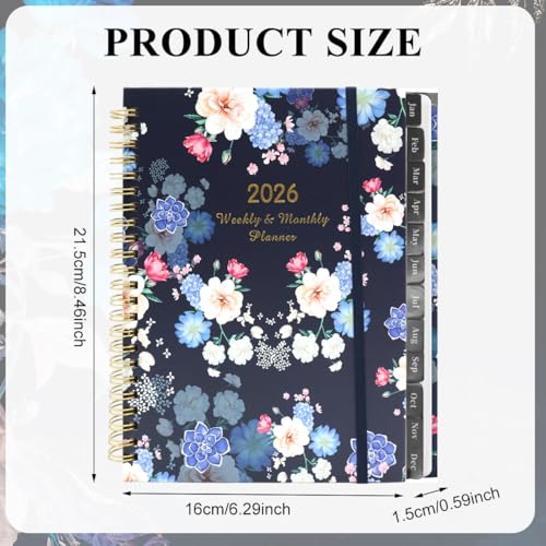Image of Planner 2026 A5 Weekly Spiral Hardcover Floral Diary Organizer