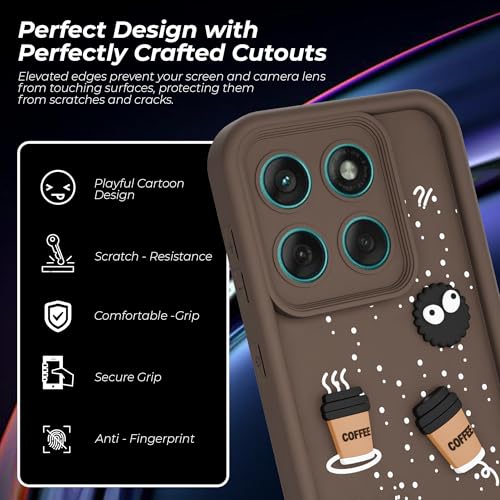 Image of A rtistque Back Cover Case for Motorola Moto Edge 60 Fusion | Edge 60 5G | Cute Fun Cartoon 3D | Silicone Case | Camera Protection | Shock Proof Cover | Motorola Edge 60 Fusion Back Cover - Brown