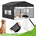 Chunm Outdoor Dog Kennel Cover 8'D x 8'W x 5'H Full Coverage with Clear PVC Window 600D Oxford Fabric Windproof Waterproof Protection Anti UV for Dog Kennels, Cover Only