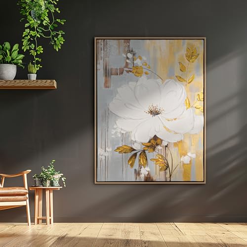 AUREDAS XXL Gemälde handgemalt - Schöpfungskraft - 150x200cm groß, mit Schattenfugenrahmen Eiche Hell, für Wohnzimmer Schlafzimmer, Büro, ein hochformat Wandbild als Leinwandbild