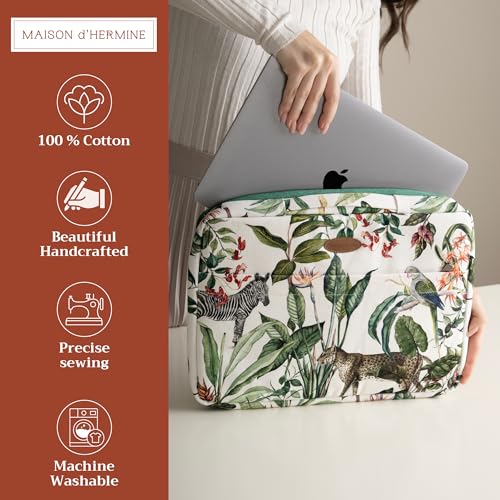 Maison d'Hermine Laptop Sleeve with Handle Case Stain and Water Repellent Cotton Canvas2