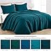 Chezmoi Collection Kingston Queen Size Bedspread Set, 3-Piece Teal Oversized Quilted Microfiber Lightweight Bedspread Coverlet (100