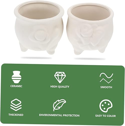 Miniatura 9 de GANAZONO Macetas pintables de cerámica pintadas a mano para niños, macetas de graffiti DIY estilo aleatorio