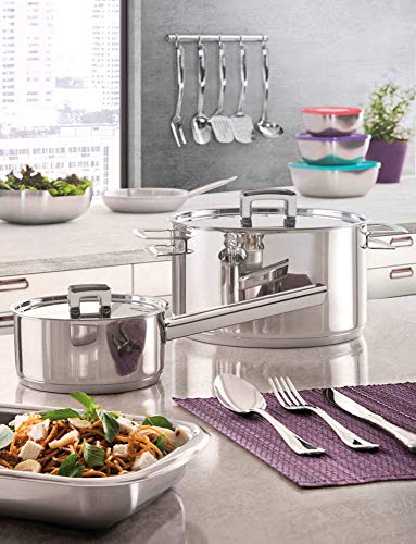 Caldeirão Fundo Triplo com Tampa Plana e Alças 24 Cm 7, 7 L, Tramontina, 62405240, Inox