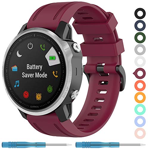 Meifox Compatible with Garmin Fenix 5S Bands,Solf Silicone Replacement Band for Garmin Fenix 5S / Fenix 5S Plus/Fenix 6S / Fenix 6S Pro Watch (Red)