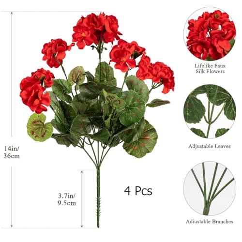 Buisson de géranium artificiel extérieur pour décoration de table et jardin - 4