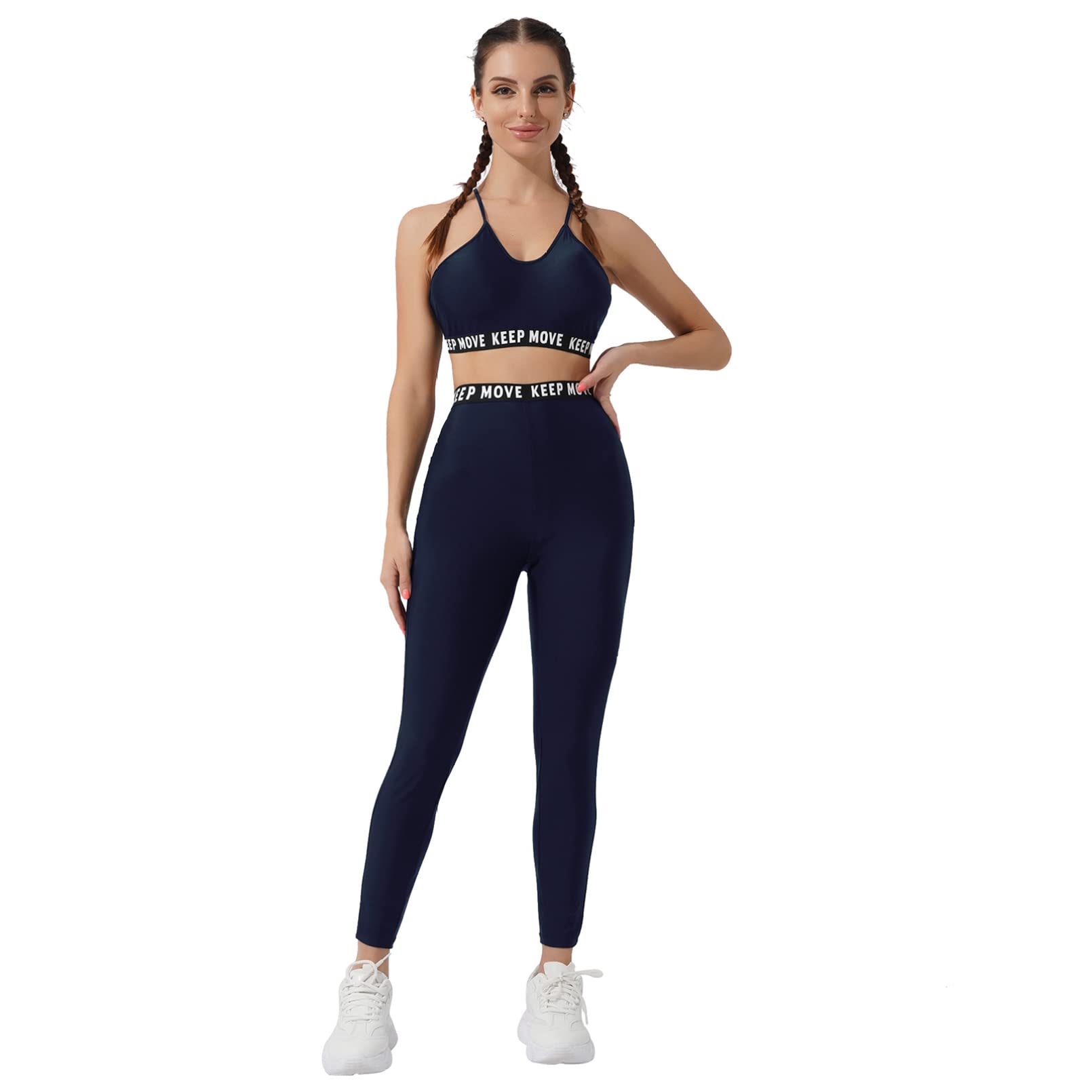 Womens 2 Piece Workout Sets Sport Bra High Waist Leggings Yoga Gym Clothes Outfits Activewear