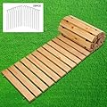 8FT Wooden Garden Pathway Outdoor Roll Out Walkway with Non-Slip Surface, Patios Backyard Beach Wedding Party Pathways Rustic Path Decorative Boardwalk for Outside (Straight)