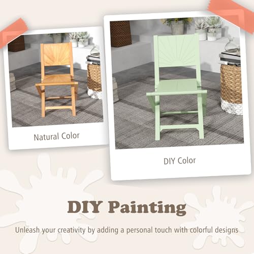 Tangkula Teak Wood Folding Patio Chairs Set of 2, No Assembly Outdoor Dining Chairs with Inclined Backrest, Outside Foldable Bistro Chairs for Porch, Balcony, Garden & Yard (Sun Back)