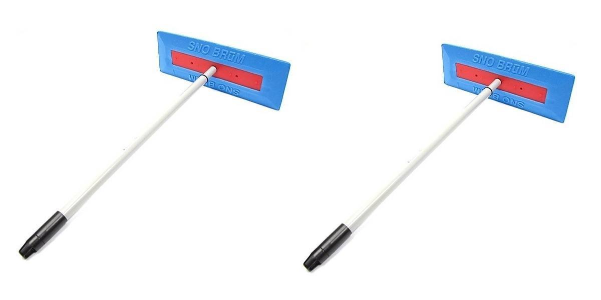 Original Snow Removal Tool with 27" to 46" Compact Telescoping Handle- Remove snow from vehicles, awnings, pool/hot tub covers and more without Scratching (2 Pack)