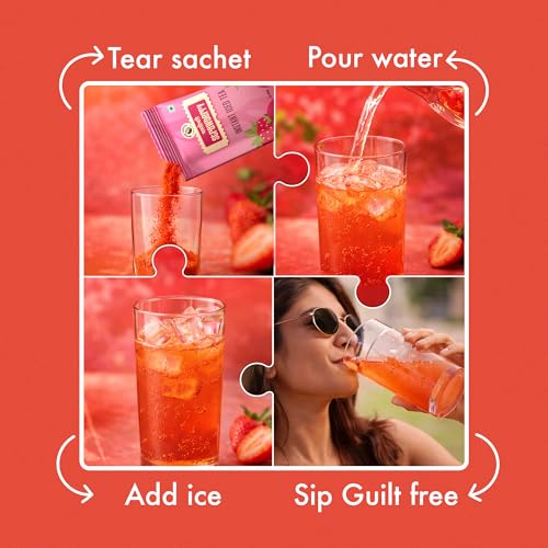 Image of Impulse Coffees Guilt Free Iced Tea Strawberry | Iced Tea Powder Drink Mix | Zero Refined Sugar, Low Calorie, Strawberry Flavour | 20g x 40 Sachets (800g)