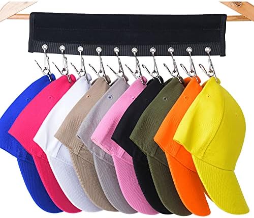 LEKUSHA Cap Organizer Hanger, 10 Baseball Cap Holder, Hat Organizer Storage for Closet - Change Your Cloth Hanger to Cap Organizer Hanger - Keep Your Hats Cleaner Than a Hat Rack, Black