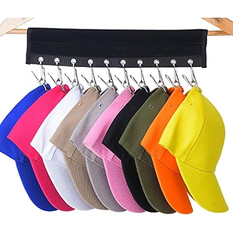 LEKUSHA Cap Organizer Hanger, 10 Baseball Cap Holder, Hat Organizer for Closet - Change Your Cloth Hanger to Cap Organizer Hanger - Keep Your Hats Cleaner Than a Hat Rack, Black Cover