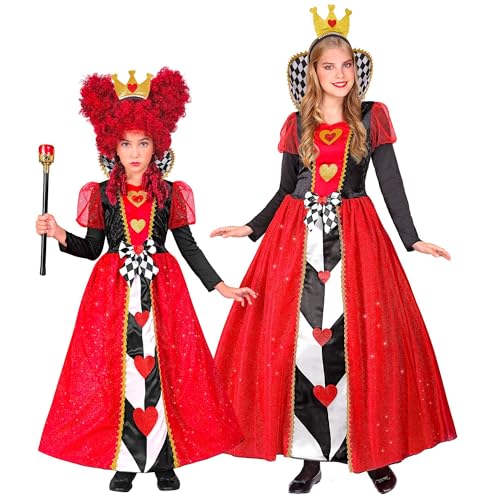 W WIDMANN MILANO Party Fashion - Disfarce infantil rainha de corações, vestido, coroa, fantasia de conto de fadas