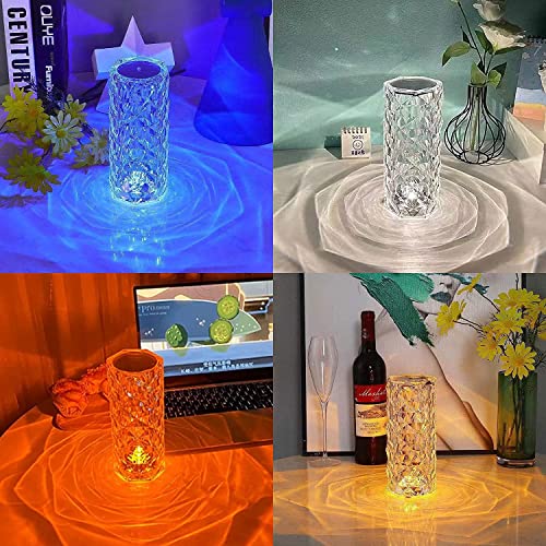 Genyerl Rose Crystal Diamond Table Lamp,Touch Control Rose Crystal Table Lamp,Led Night Light 16 Colors Rechargeable Acrylic Bedside Lamp,Romantic Lighting Decor For Bedroom,Party,Office,Bar #TOP4