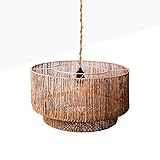 BARCELONA LED - Lámpara colgante de yute 'BALI' – fibras naturales – Estilo Boho y rústico – Casquillo E27, cable ajustable. Lámpara de techo colgante para sala, comedor, dormitorio