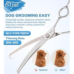 Dog Grooming Curved Thinning 7.5 inch Professional Pet Shears Made Of Japanese Advanced Stainless Steel Professional Grooming Scissors for Dogs Cats and Other Pets