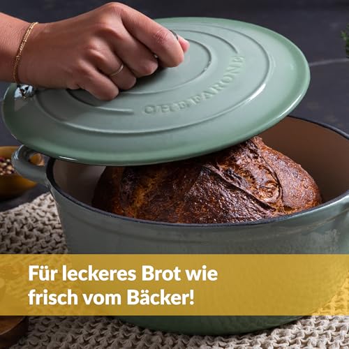 Chefarone Gusseisen Topf 26 cm 4,7 L Emailliert Cocotte Bräter - Grün – Ansicht 2