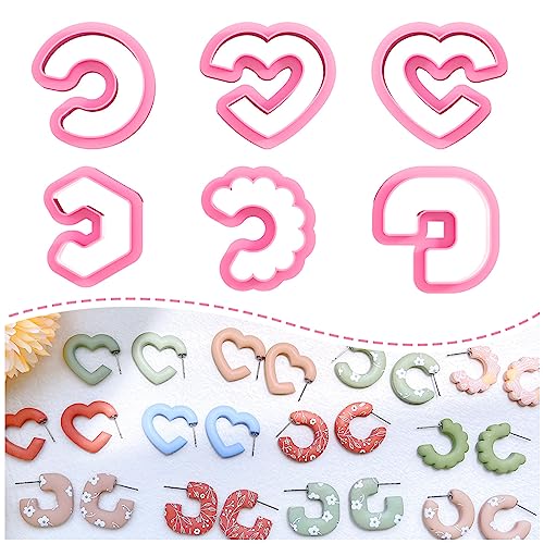 Keoker Cortadores de arcilla para joyas de arcilla polimérica, 5 formas de cortadores de aretes de arcilla de plantas en maceta, cortadores de arcilla