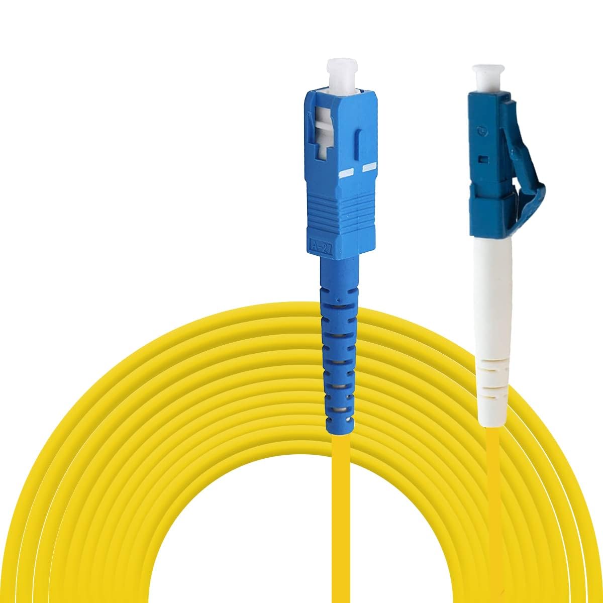 Hanutech SC to LC Fiber Patch Cable, 10 Meters Single Mode Simplex SM Fiber Patch Cords- 9/125μm SC-LC Fiber Optic Cable