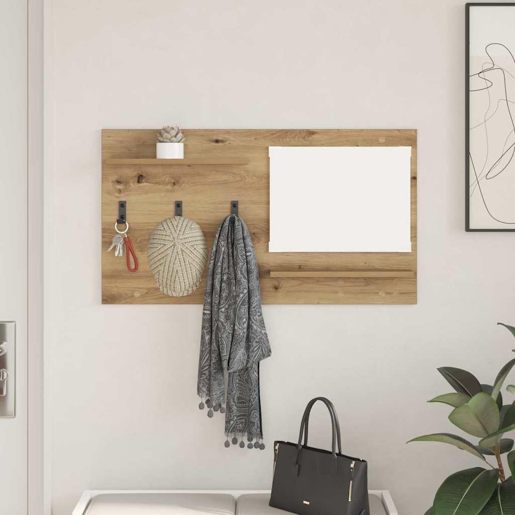 Porte-manteaux mural en chêne massif Artisan, l'élégance durable d'une étagère d'entrée premium