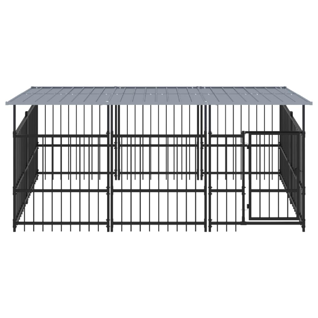 vidaXL Chenil d'Extérieur avec Toit pour Chiens Acier 5,63 m² Cage Enclos