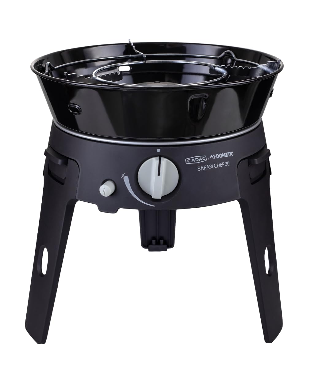 CADAC - Safari Chef 30 LP Deluxe - Tragbare Grills - GreenGrill-Keramikbeschichtung – inkl. Tragetasche - Campingplatz - 50mBar - BBQ-Must-Haves - Verwendung im Freien