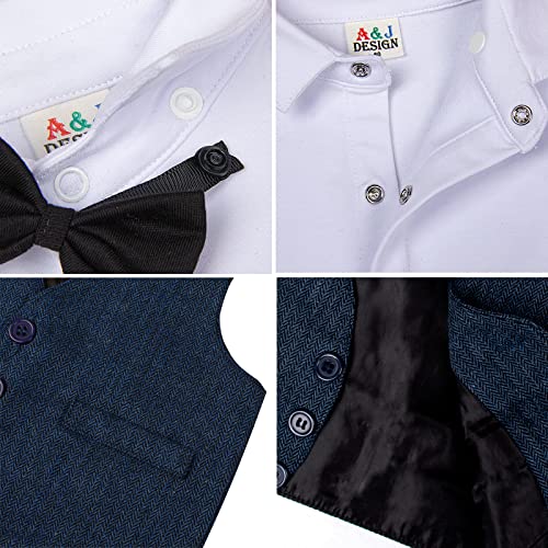 mintgreen Bébé Garçon Formel Straps Costume avec Chapeau - Image 4