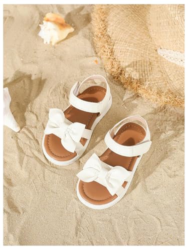 GORGLITTER Girl's Bow Dress Sandals Dressy Ankle Strap Open Toe Slides Flats Summer Cute Vacation Sandals4