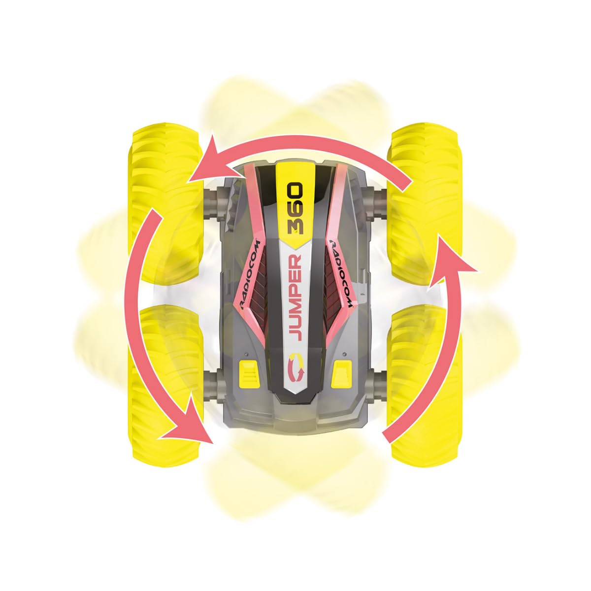 ODS - Radiocom Jumper 360, Macchina Radiocomandata Giocattolo Stile Stunt, 360° Di Evoluzione, Ruote in PVC, Radiocomando 2.4 Ghz, 7 Funzioni, Ricarica USB, Età +6 Anni
