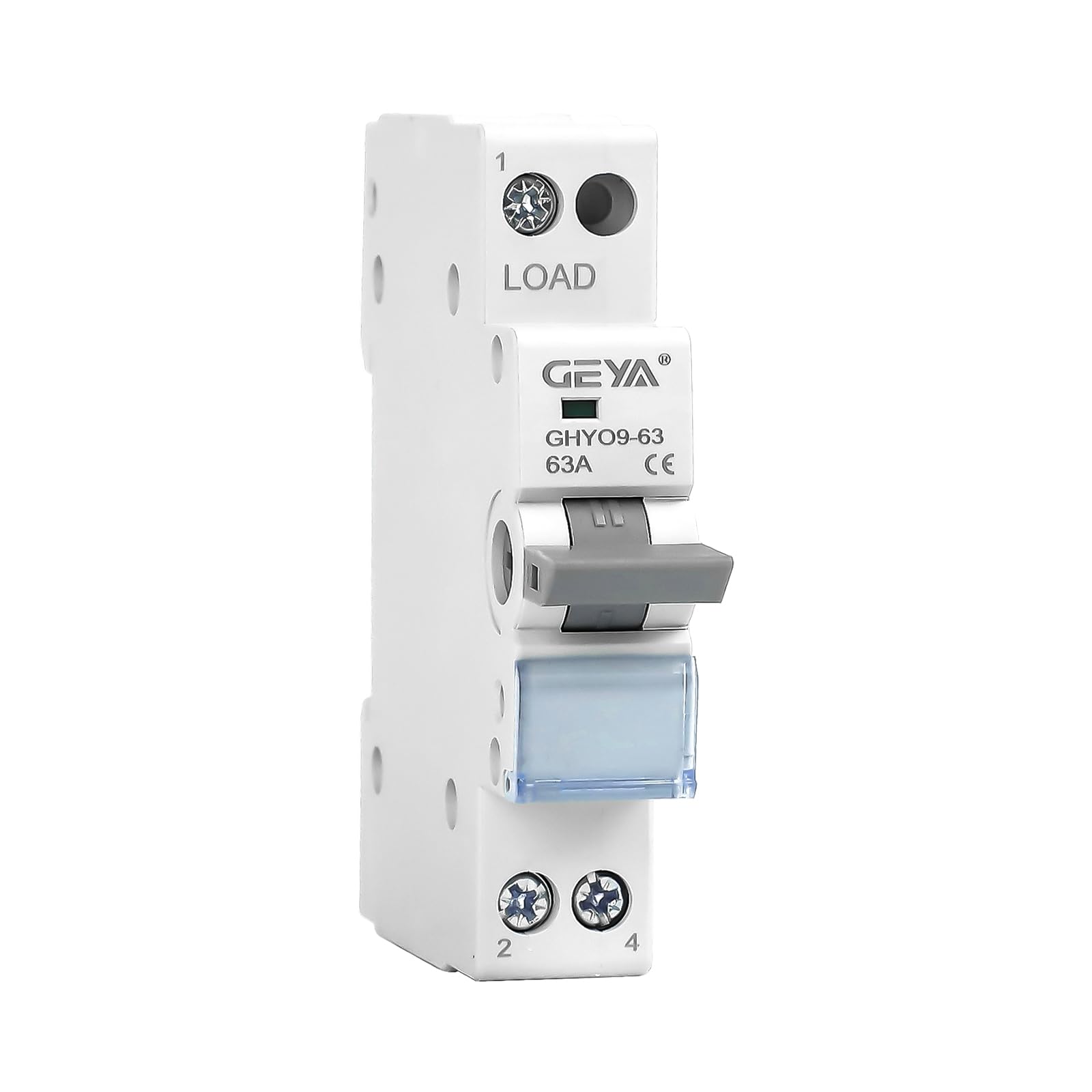 GEYA Manual Transfer Switch Dual Power Manual Conversion Isolation Switch with Indicator DIN Rail Mount(1P-63A-230V)