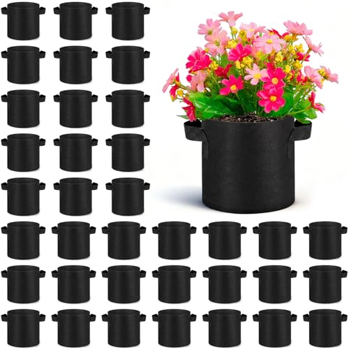 Image of Nuanchu 36 Packs 1 Gallon Grow Bags Bulk Aeration Fabric Pot with Handles