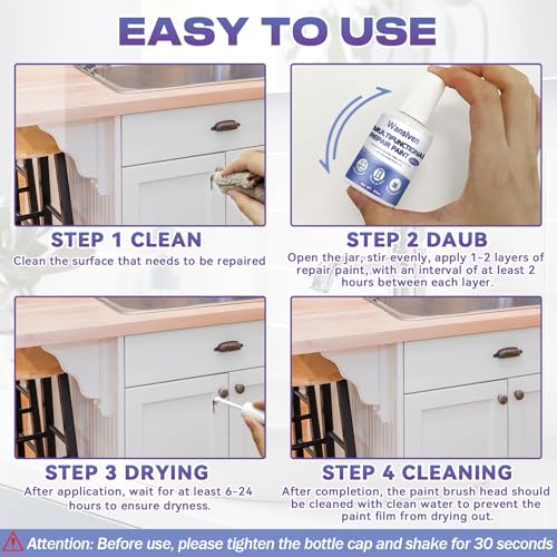 Wansiven Emaille Reparatur Lack, Wandfarbe, Badewannenlack Repariert schnell kleine Defekte, Reparaturfarbe Geeignet für Badewannen, Möbel, Wände, Schränke, Metalltüren und Fenster 30 ml (Weiß)