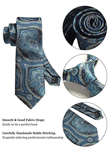 Image of Paisley Floral Mens Tie Formal Necktie Pocket Squares Ties Clips Cufflinks Classic for Men Set