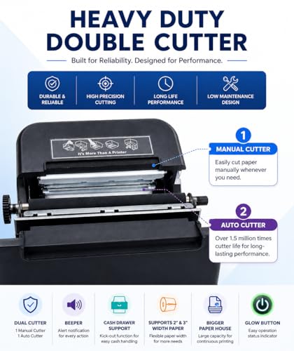 Image of PeriPeri 3inch Desk Advanced 80mm Inkless Receipt Thermal Printer with Auto Cutter & Cash Drawer Support, ESC /POS Bill Print (1Year Warranty) (USB+Bluetooth)