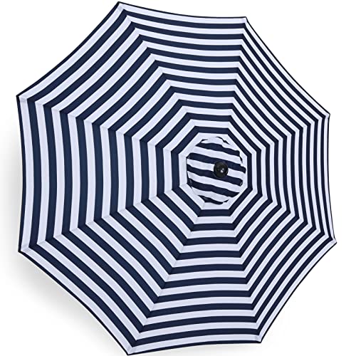 Image of ABCCANOPY 9ft Outdoor Umbrella Replacement Top Suit 8 Ribs (Navy Blue White)