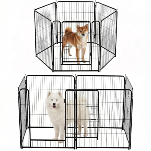 Image of NEWBULIG Dog Playpen for Indoor 32 Inch 6 Panels - Portable Heavy Duty Metal Pet Exercise Pen with Door, Foldable Small Medium Dog Puppy Playpen Fence for Outdoor RV, Camping, Yard, Garden