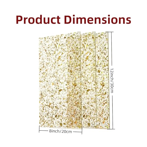Image of TOEPODO Glitter Acrylic Sheet Irregular Glitter 1 /8 Thickness Sparkle Plastic Acrylic Panels for Laser Cutting Engraving Craft DIY Decor Ornaments (3, Gold, 8x12 Inch)